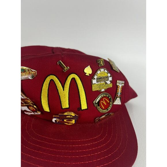 Vntg 1990’s McDonald’s NASCAR Gibbs Racing NHRA Hat W/ 24 Pins Elliott Yates - Picture 6 of 16